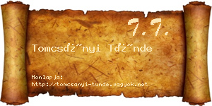 Tomcsányi Tünde névjegykártya